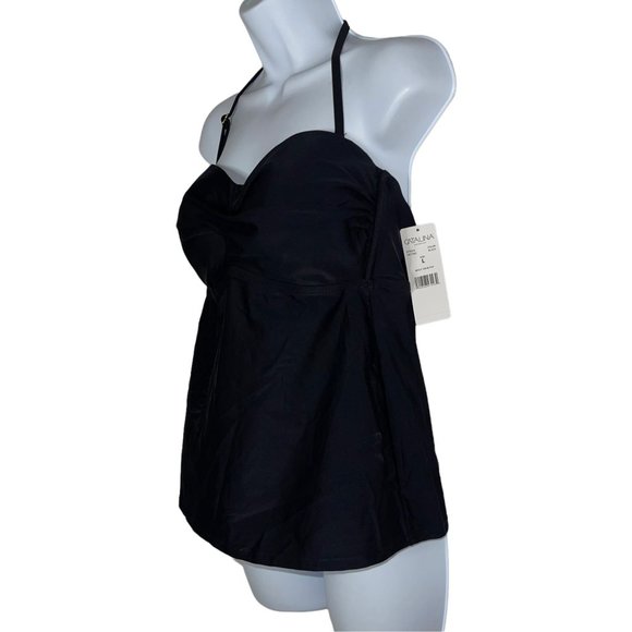 NWT Catalina Black Adjustable Strap Halter Tankini Swim Top Womens Large - Picture 5 of 9